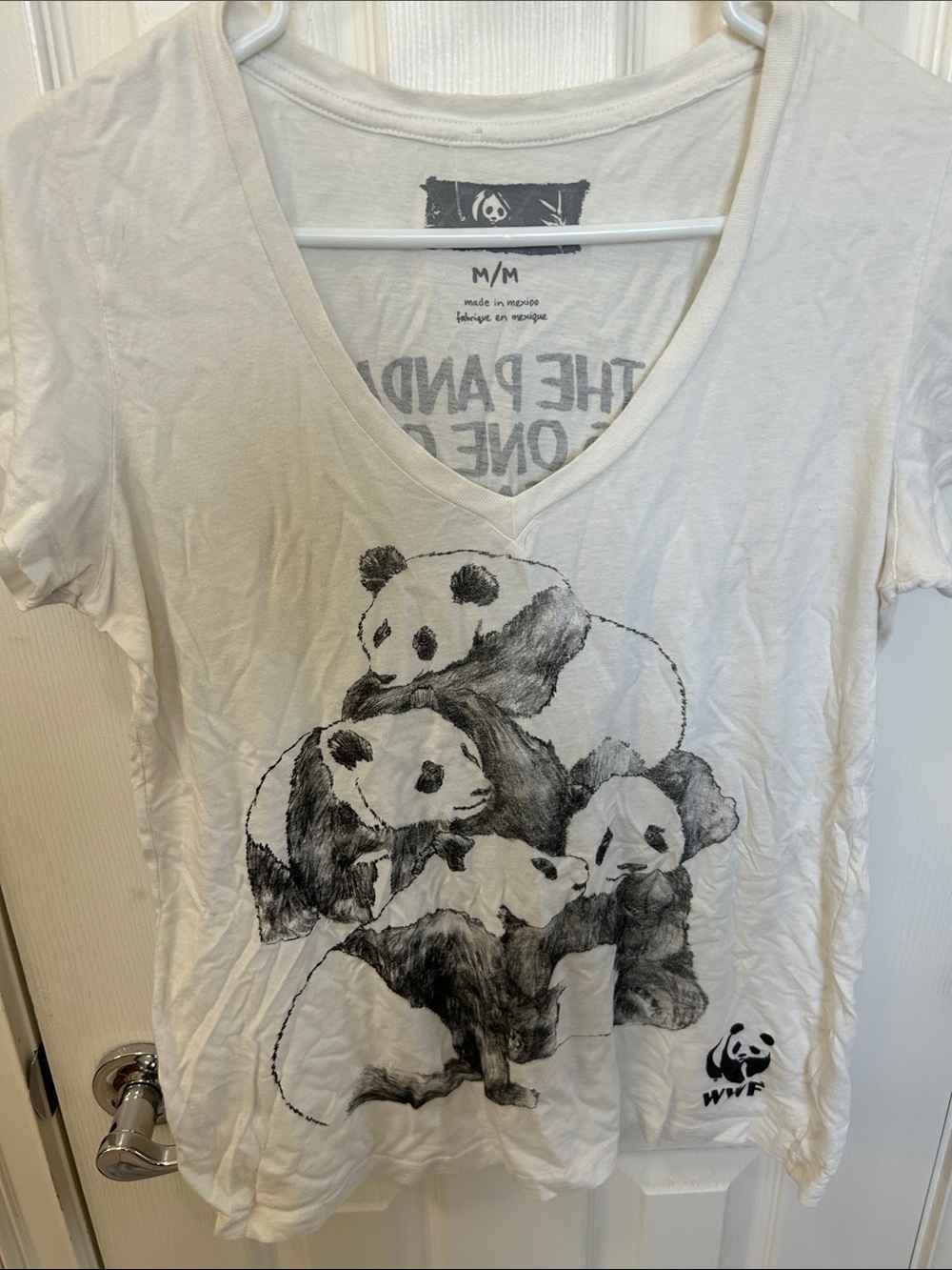 WWF White V-Neck Panda Graphic Tee